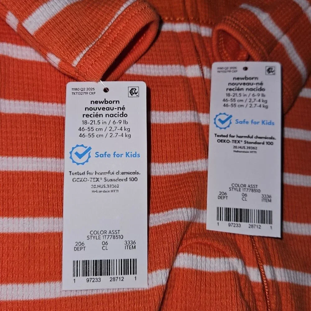 NWT 2 Halloween Footie Pajamas Lot Newborn Waffle Knit Jack-O-Lantern Carter's